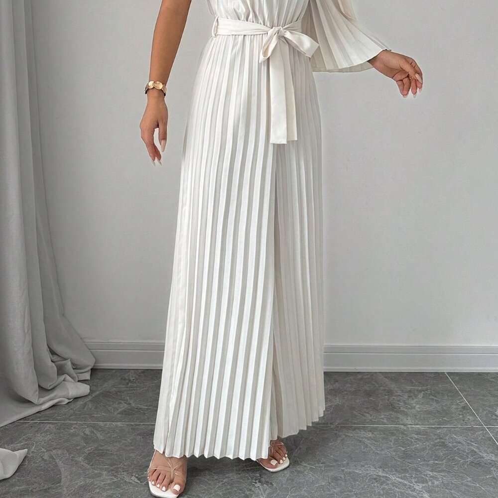 Apricot Party Women's Elegant Solid Color Casual Jumpsuit With Shoulder Straps - Picture 5 of 6